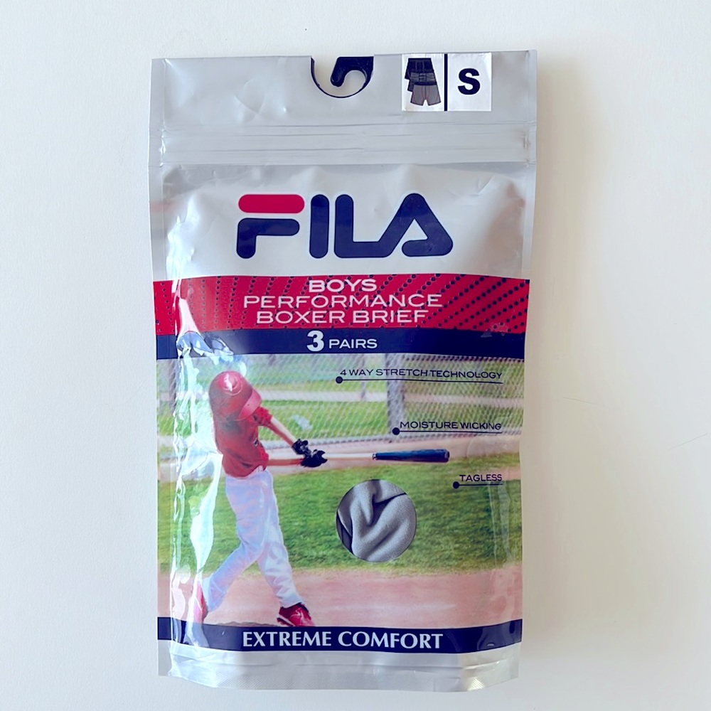 NWT Fila Boys Performance Boxer Briefs 3 pairs sz S